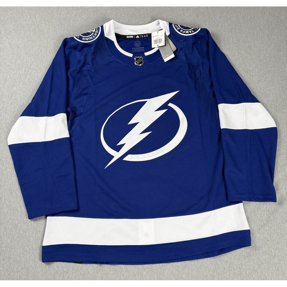NWT Adidas Tampa Bay Lightning Authentic Hockey Jersey Fight Strap -Sz 52 ($250)